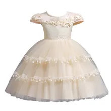 FOR 0-10 years Child dress New dress girl short sleeve child dress with embroidery and lace performance dress
