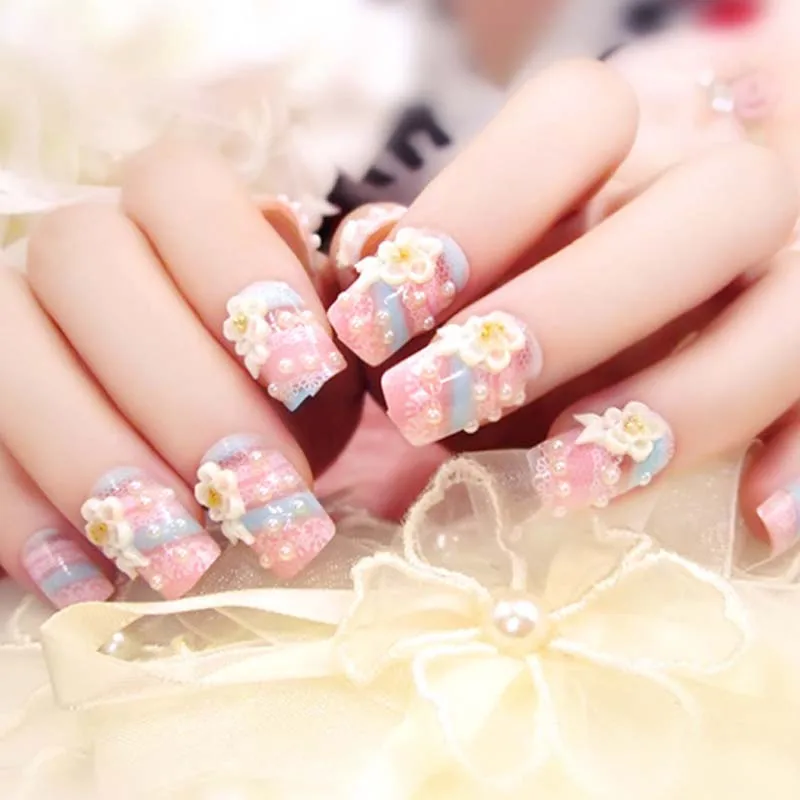 Girls Candy Color Simulation Pearl Fake Nails 3D Flower Decor Bling Nail Tips With Glue Glitter Rhinestone Nail Art Tips 24PCS
Girls Candy Color Simulation Pearl Fake Nails 3D Flower Decor Bling Nail Tips With Glue Glitter Rhinestone Nail Art Tips 24PCS