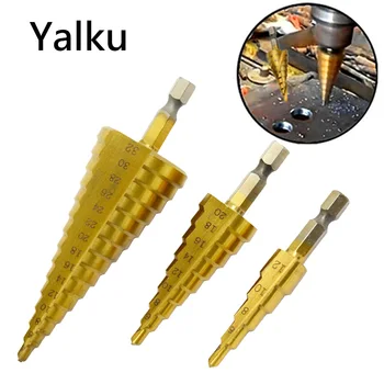 Yalku 4-12mm/4-20mm/4-32mm HSS 4241 Steel Large Step Cone Titanium Coated Metal Drill Bit Cut Tool Set Hole Cutter Wholesale
Yalku 4-12mm/4-20mm/4-32mm HSS 4241 Steel Large Step Cone Titanium Coated Metal Drill Bit Cut Tool Set Hole Cutter Wholesale
