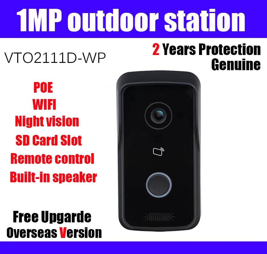 1MP Villa Outdoor Station Wi-Fi VTO2111D-WP POE Night vision Voice indication Video Intercom Doorbell Without Logo
1MP Villa Outdoor Station Wi-Fi VTO2111D-WP POE Night vision Voice indication Video Intercom Doorbell Without Logo