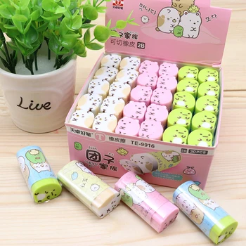 

15pcs kawaii rubber eraser can cut cute living creature erasers for kids school pencil stationary supplies gift items goma bulk