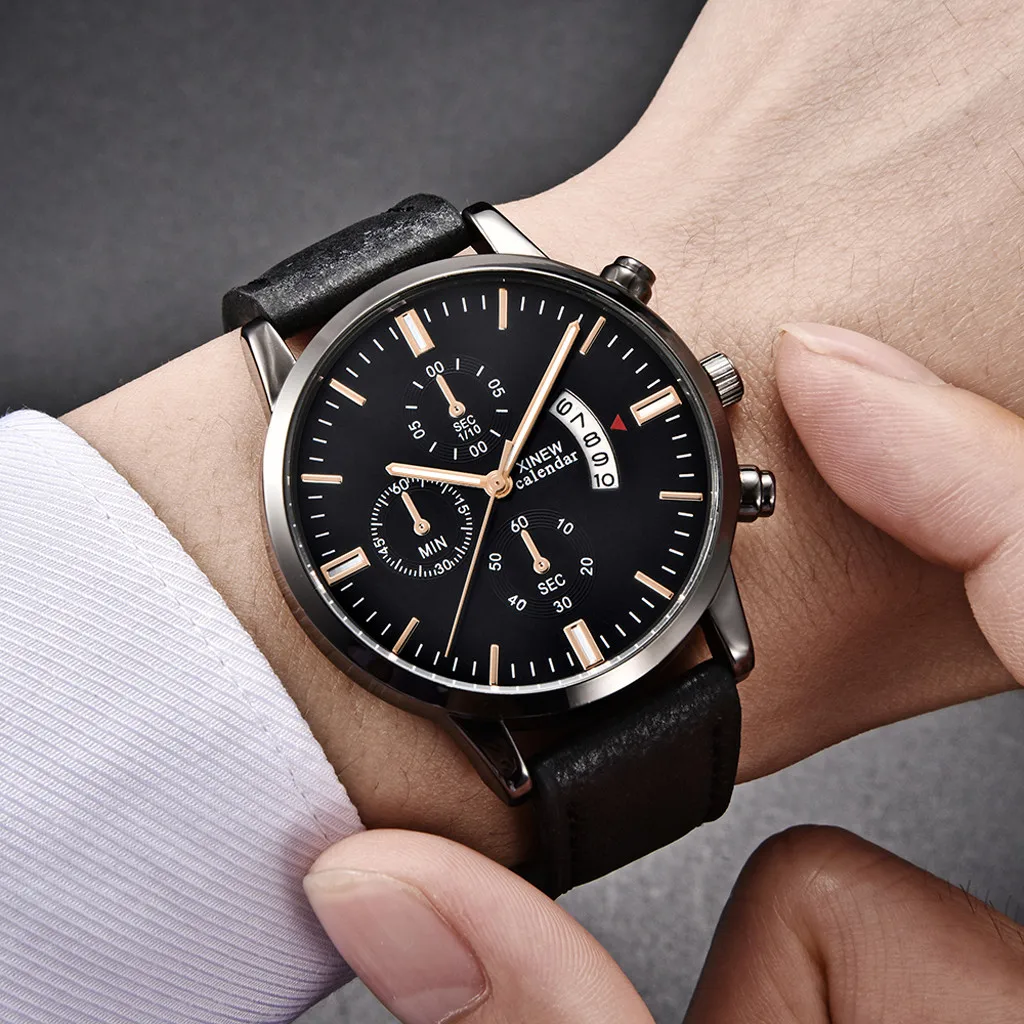 Fashion Sport Men's Stainless Steel Case Leather Band Quartz Analog Wrist Watch Relogio Masculino Reloj Hombre Bayan Kol Saati
Fashion Sport Men's Stainless Steel Case Leather Band Quartz Analog Wrist Watch Relogio Masculino Reloj Hombre Bayan Kol Saati