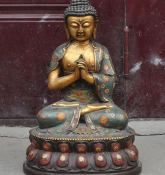 20" Old Tibet 24KGold Bronze Cloisonne Enamel Tathagata Sakyamuni Buddha Statue
20" Old Tibet 24KGold Bronze Cloisonne Enamel Tathagata Sakyamuni Buddha Statue