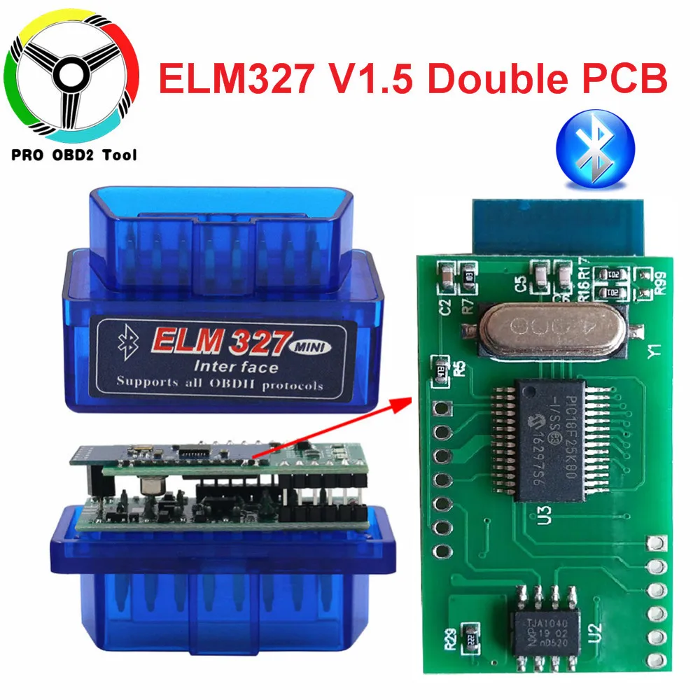 High Quality PIC1825K80 Chip Super Mini ELM327 V1.5 Bluetooth Double Board OBD2 Diagnostic Tool ELM 327 V1.5 For OBDII Protocols
High Quality PIC1825K80 Chip Super Mini ELM327 V1.5 Bluetooth Double Board OBD2 Diagnostic Tool ELM 327 V1.5 For OBDII Protocols
