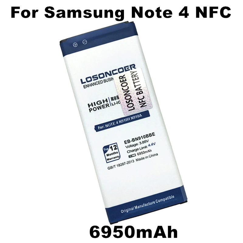 LOSONCOER 6950mAh EB-BN910BBE NFC For Samsung Note 4 NFC N910 N910F N910A N910V N910P N910T N910H Battery
LOSONCOER 6950mAh EB-BN910BBE NFC For Samsung Note 4 NFC N910 N910F N910A N910V N910P N910T N910H Battery
