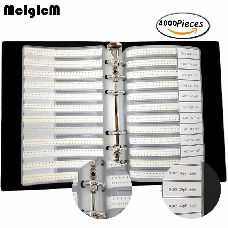 0402 SMD Chip Resistors Capacitor 80 Values 4000pcs Sample Book Assortment Kit
