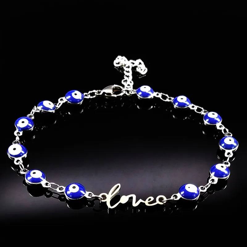 2019 Love Silver Color Stainless Steel Charms Bracelet for Women Blue Evil Eye Bracelet Jewelry Gift pulseiras femininas B17913
2019 Love Silver Color Stainless Steel Charms Bracelet for Women Blue Evil Eye Bracelet Jewelry Gift pulseiras femininas B17913