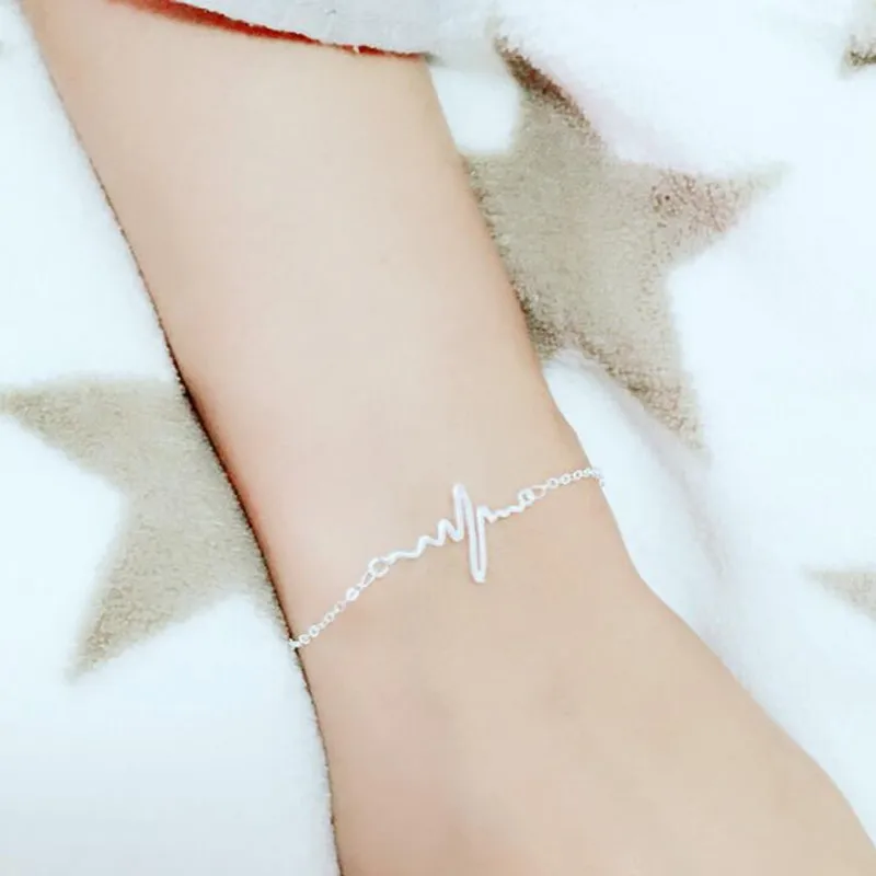 New Creative 925 Sterling Silver Lightning Heartbeat Electrocardiogram Bracelets For Women Bracelets & Bangles Jewelry B1
New Creative 925 Sterling Silver Lightning Heartbeat Electrocardiogram Bracelets For Women Bracelets & Bangles Jewelry B1