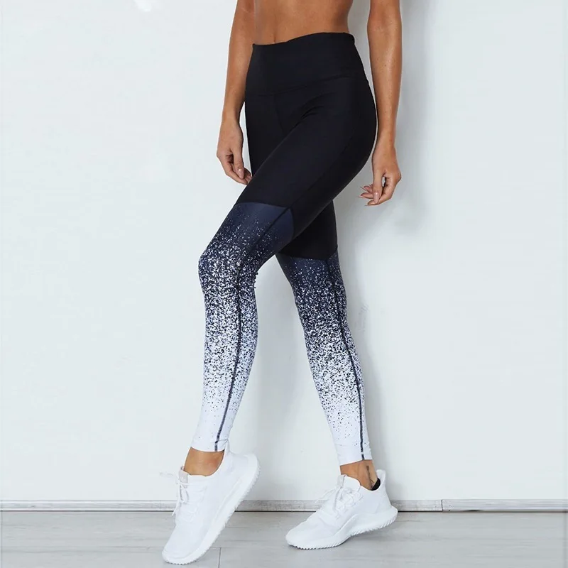 Женские спортивные Леггинсы с принтом тренировочные штаны для фитнеса бега