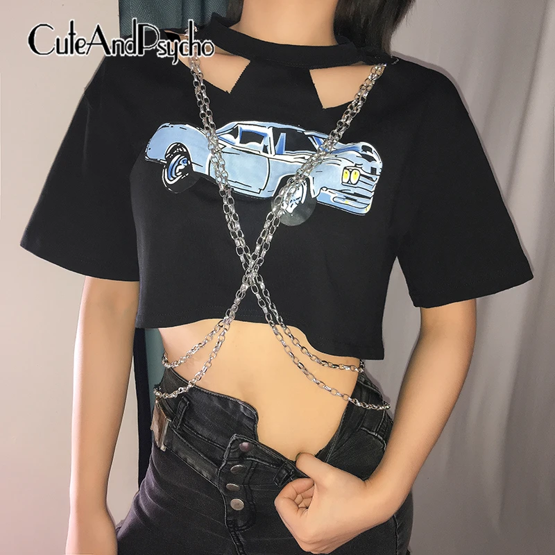 2019 Hollow Out Sexy Woman Summer T Shirt Printed Short Sleeve Harajuku T-Shirt Chain Punk Black Basic Top Tees Cuteandpsycho
2019 Hollow Out Sexy Woman Summer T Shirt Printed Short Sleeve Harajuku T-Shirt Chain Punk Black Basic Top Tees Cuteandpsycho