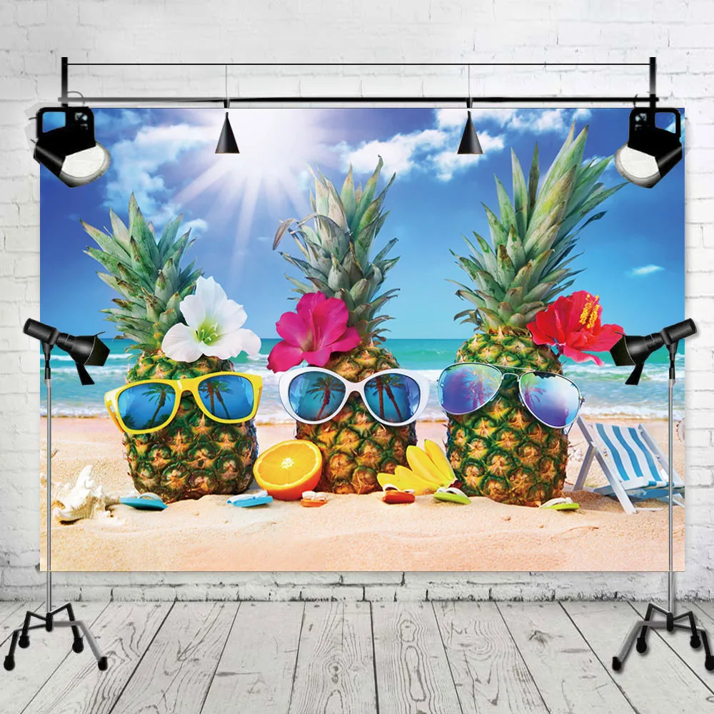 Гавайской морской пляж Луау для вечеринки фотосъемки с изображением ананаса фон