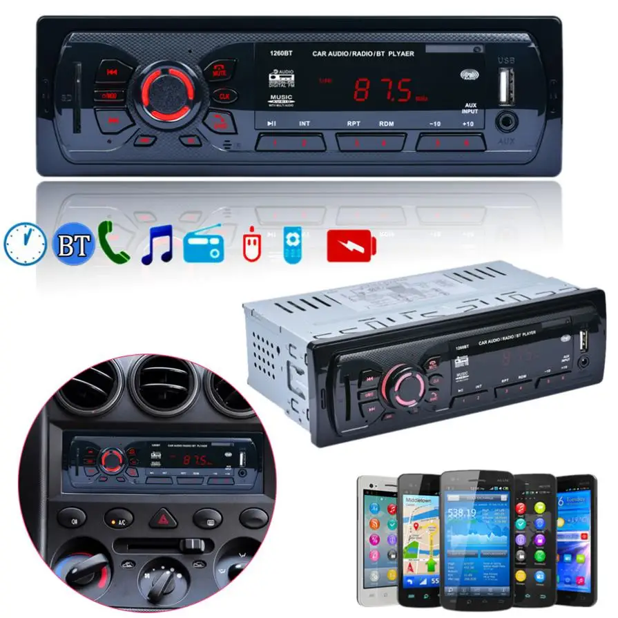 1DIN Bluetooth 4 x 50W Universal Car Stereo FM Radio MP3 Audio Player Aux Input Receiver SD USB MP3 Radio 1 DIN In-Dash
1DIN Bluetooth 4 x 50W Universal Car Stereo FM Radio MP3 Audio Player Aux Input Receiver SD USB MP3 Radio 1 DIN In-Dash