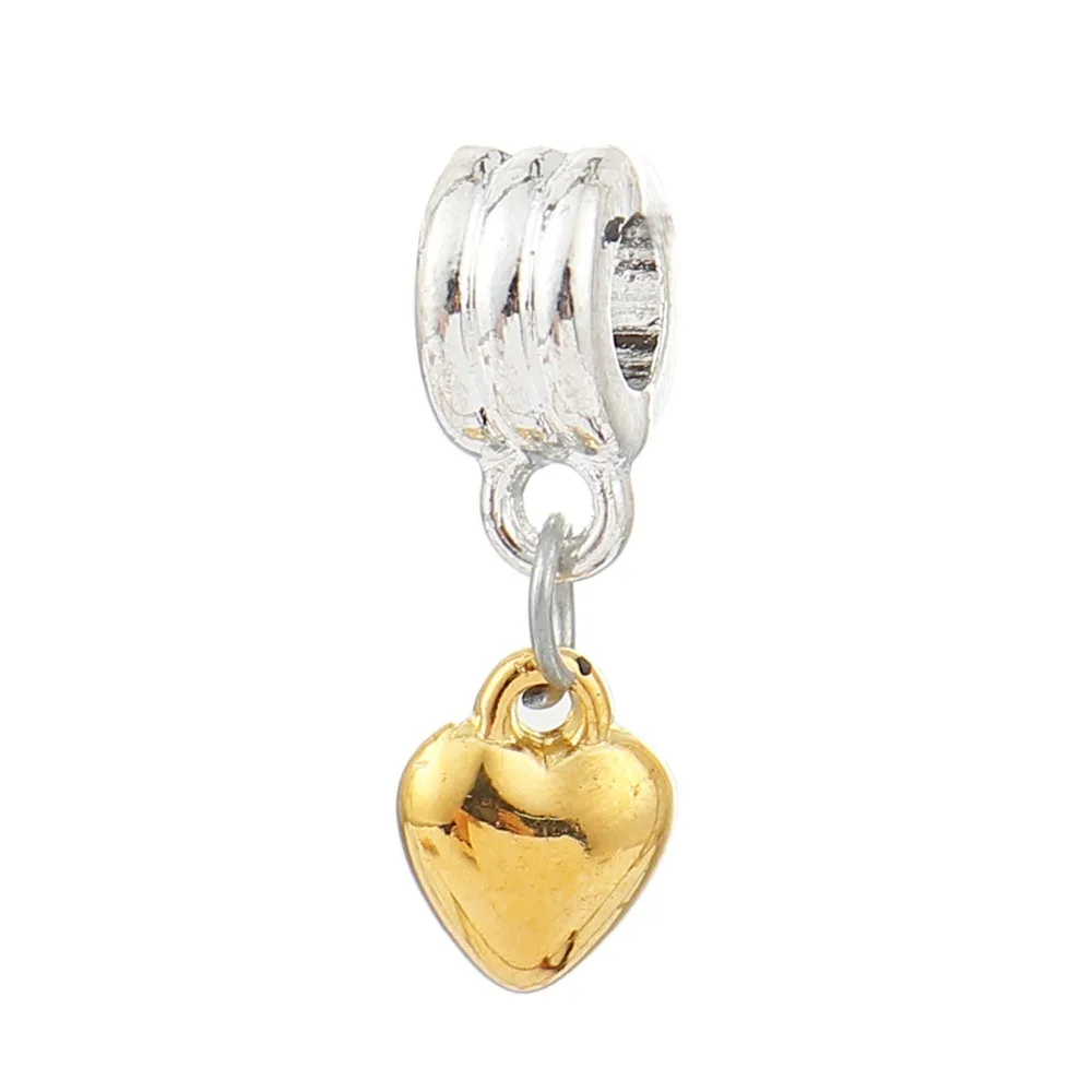 DoreenBeads Zinc Alloy European Style Large Hole Charm Dangle Beads Pendant Heart Gold Silver Color 24mm(1") x 9mm( 3/8") 5 PCs
DoreenBeads Zinc Alloy European Style Large Hole Charm Dangle Beads Pendant Heart Gold Silver Color 24mm(1") x 9mm( 3/8") 5 PCs