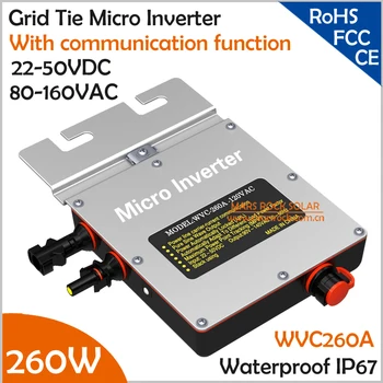 IP67 260W Grid Tie Micro Inverter with Communication Function, 22-50VDC 80-160VAC Pure Sine Wave with MPPT for 200-300V PV Panel
IP67 260W Grid Tie Micro Inverter with Communication Function, 22-50VDC 80-160VAC Pure Sine Wave with MPPT for 200-300V PV Panel
