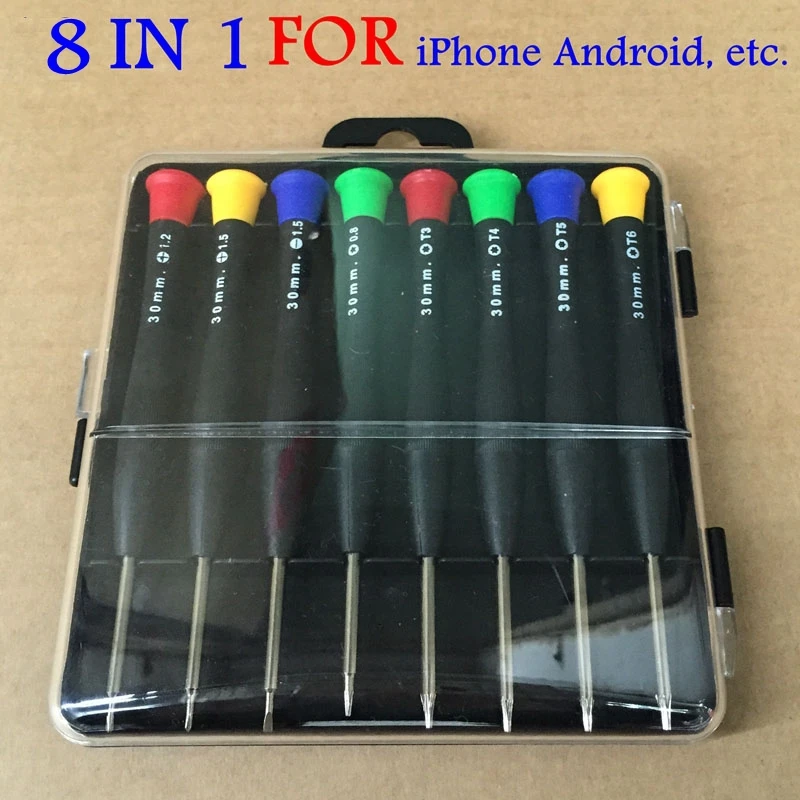 8 in 1 screwdriver set Pentalobe 0.8/ Phillips / Flathead/ T3/T4/T5/T6 Screw Driver FOR iphone 6 Samsung Android phones
8 in 1 screwdriver set Pentalobe 0.8/ Phillips / Flathead/ T3/T4/T5/T6 Screw Driver FOR iphone 6 Samsung Android phones