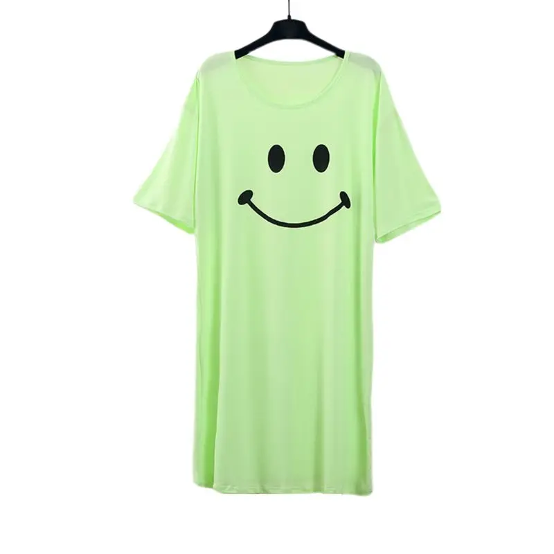 Women Cute Cartoon Smiling Face Bright Candy Color Sleepwear O-Neck Half Sleeve Knee Length Nightdress Loose Loungewear
Women Cute Cartoon Smiling Face Bright Candy Color Sleepwear O-Neck Half Sleeve Knee Length Nightdress Loose Loungewear