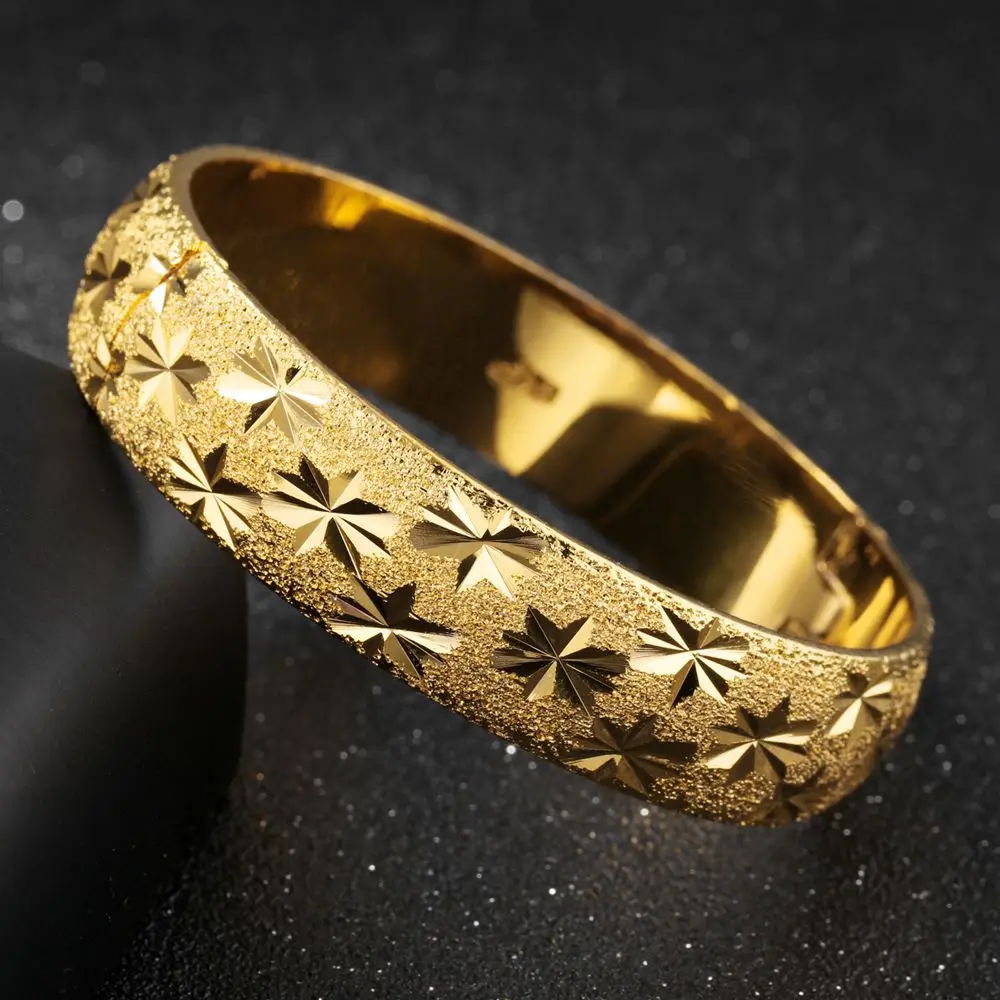 Star Carved Thick Bangle 15mm Wide Yellow Gold Filled Womens Bangle Wedding Bracelet Dia 6cm
Star Carved Thick Bangle 15mm Wide Yellow Gold Filled Womens Bangle Wedding Bracelet Dia 6cm
