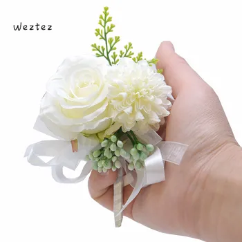 Wrist Corsage Roses Artificial Silk Flower Bracelet Groom Boutonniere White Wedding Men Marriage Flowers 764
Wrist Corsage Roses Artificial Silk Flower Bracelet Groom Boutonniere White Wedding Men Marriage Flowers 764