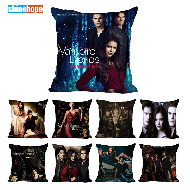 

45X45cm,40X40cm(one sides) Pillow Case Modern Home Decorative The Vampire Diaries Season Pillowcase For Living Room Pillow Cover