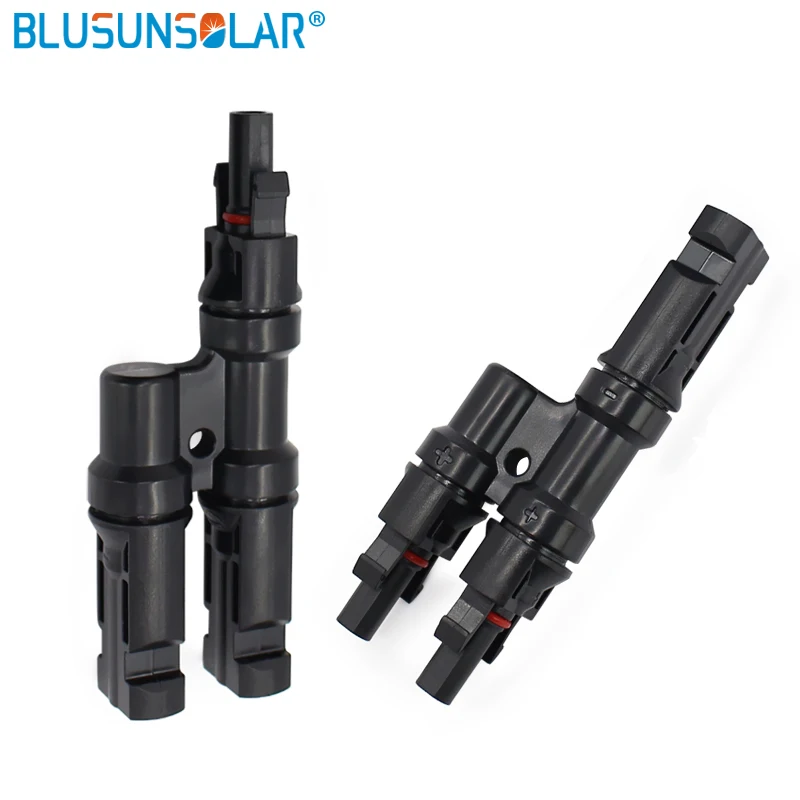 MC4 Double Branch Connector 2 in 1 MC4 T Parallel PV Cable Connector Used in Solar PV System
MC4 Double Branch Connector 2 in 1 MC4 T Parallel PV Cable Connector Used in Solar PV System