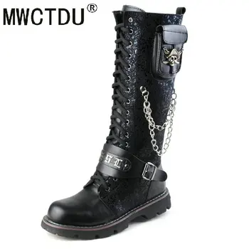 MWCTDU Black Army Gothic Boots Men Military Combat Metal Skull Buckle Motorcycle Punk High Leather Men's Shoes Rock Bota
MWCTDU Black Army Gothic Boots Men Military Combat Metal Skull Buckle Motorcycle Punk High Leather Men's Shoes Rock Bota