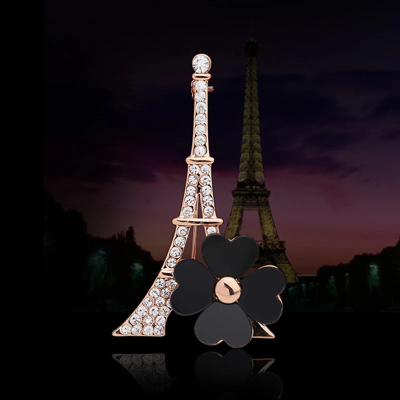 New Fashion Rhinestone Brooch Pins Scarf Buckle Paris Eiffel Towel Crystal Bouquet Breastpin Broche Brosch Brouch | Украшения и