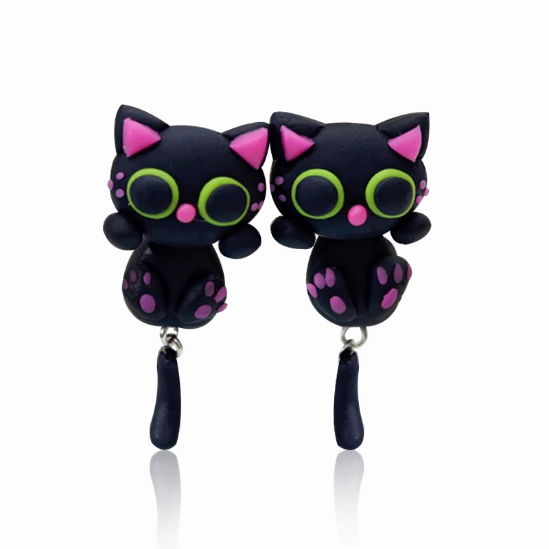 New Style Black Cat Earrings Handmade Polymer Clay Cartoon Animal Earrings For Women Brincos Fashion Jewelry Free Shipping
New Style Black Cat Earrings Handmade Polymer Clay Cartoon Animal Earrings For Women Brincos Fashion Jewelry Free Shipping