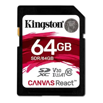 

Kingston Canvas React 32GB 64GB 128GB 256GB SDHC/SDXC Class 10 SD Memory Card UHS-I 100MB/s Flash Memory High Speed V30 SD Card