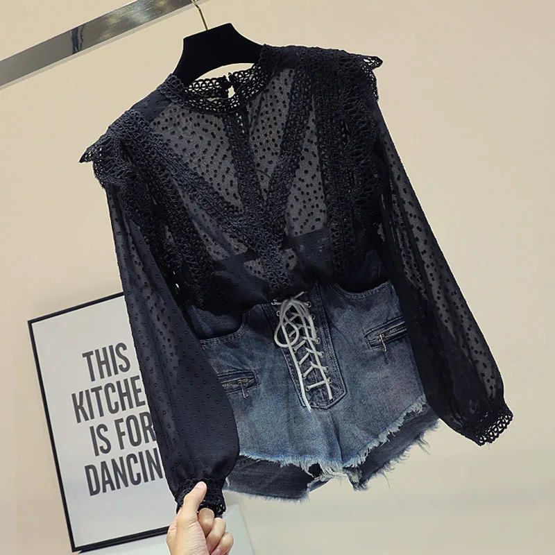 Ins Lace Polka dot little sexy flounce chiffon hot sale blouses women blouse shirt tops lantern sleeve
Ins Lace Polka dot little sexy flounce chiffon hot sale blouses women blouse shirt tops lantern sleeve