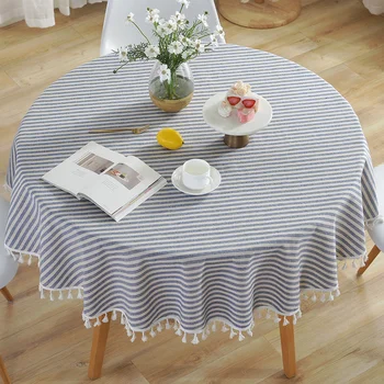 Striped Dust-Proof Tassel Tablecloth Decorative Cotton Linen Cover For Kitchen Table Runner Round Dining Living Room 150cm
Striped Dust-Proof Tassel Tablecloth Decorative Cotton Linen Cover For Kitchen Table Runner Round Dining Living Room 150cm