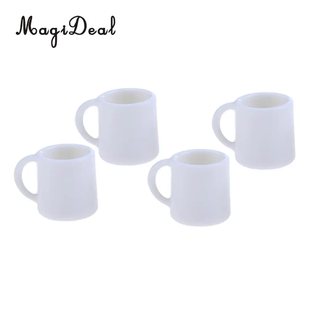 Set of 4 Pieces 1/12 Miniature Milk Tea Coffee Wine Cups Mugs Dollhouse Tableware for Dolls House Decor Accessories