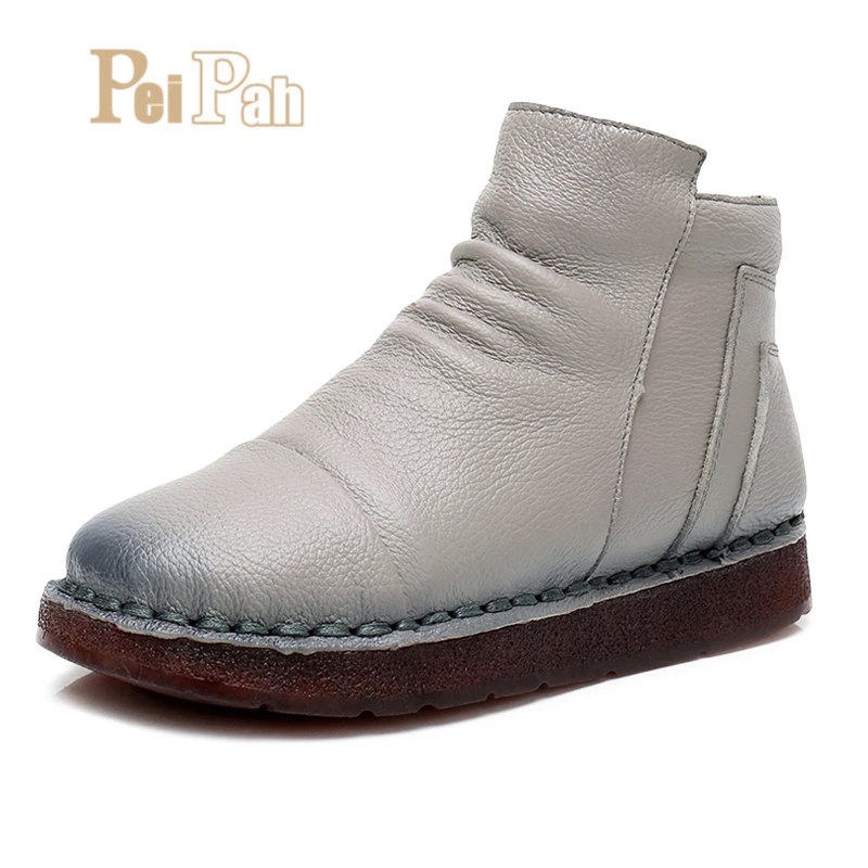 PEIPAH Top Quality 100% Genuine Leather Women's Ankle Boots Retro Zip Round Toe Flat With Martin Boots Woman Winter Ladies Shoes
PEIPAH Top Quality 100% Genuine Leather Women's Ankle Boots Retro Zip Round Toe Flat With Martin Boots Woman Winter Ladies Shoes