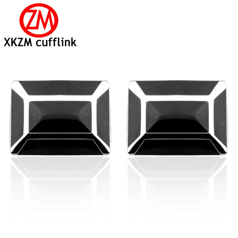 

XKZM Jewelry French shirt cufflink for mens brand Black roof Enamel Cuff link Luxury Wedding Button silvery High Quality