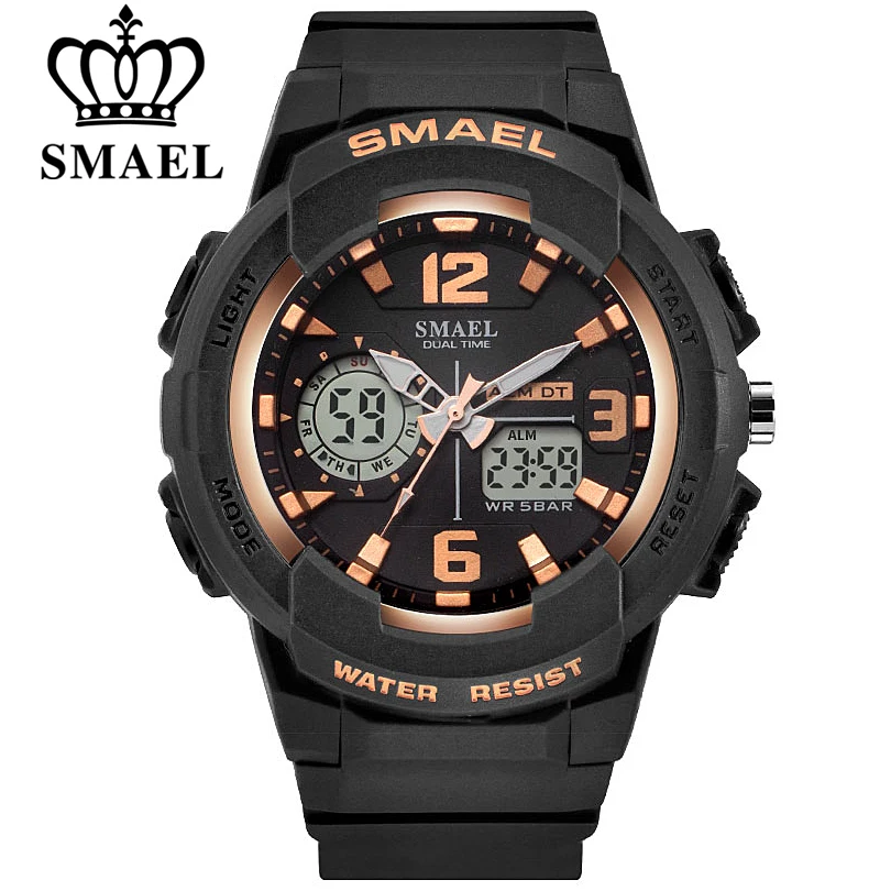 Часы SMAEL Мужские кварцевые светодиодсветодиодный армейские спортивные цифровые