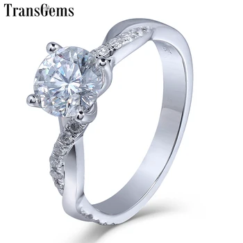 Transgems 14k White Gold 1 carat Diameter 6.5mm F Color moissanite Engagement Ring For Women Solitare with accents
Transgems 14k White Gold 1 carat Diameter 6.5mm F Color moissanite Engagement Ring For Women Solitare with accents