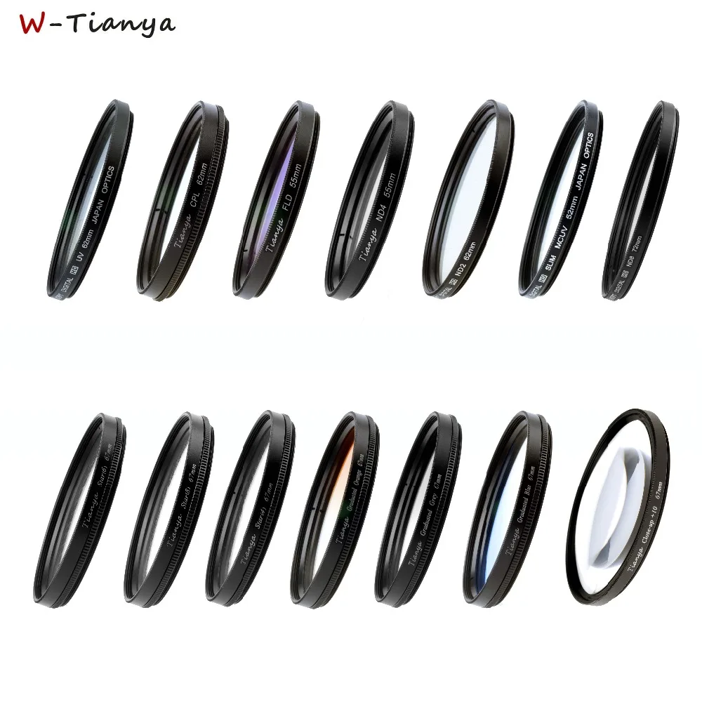 WTIANYA UV CPL FLD Multi Coated UV ND2 ND4 ND8 Grad color Close up Star filter Pouch Cap hood for Canon Nikon Sony camera Lens
WTIANYA UV CPL FLD Multi Coated UV ND2 ND4 ND8 Grad color Close up Star filter Pouch Cap hood for Canon Nikon Sony camera Lens