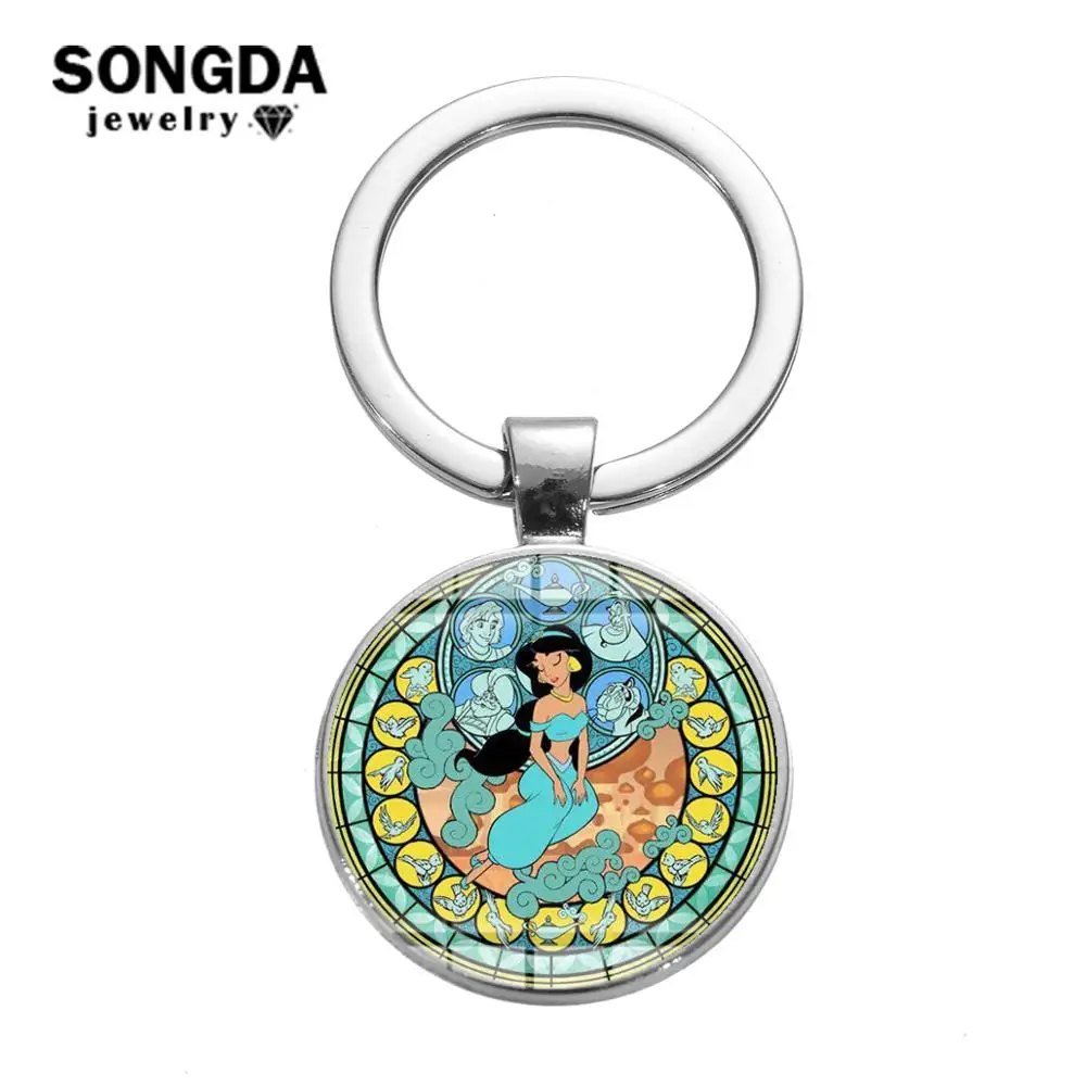 SONGDA Aladdin Jasmine Princess Keychain Cartoo Printed Handmade Crystal Glass Key Ring Holder Car Key Chain Bag Charm Kids Gift
SONGDA Aladdin Jasmine Princess Keychain Cartoo Printed Handmade Crystal Glass Key Ring Holder Car Key Chain Bag Charm Kids Gift