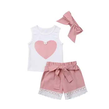 Baby Girl Sleeveless Shirt Heart Print Vest Cute Bow Shorts Cotton Headbands 3Pcs Outfits Set 0-24M
Baby Girl Sleeveless Shirt Heart Print Vest Cute Bow Shorts Cotton Headbands 3Pcs Outfits Set 0-24M