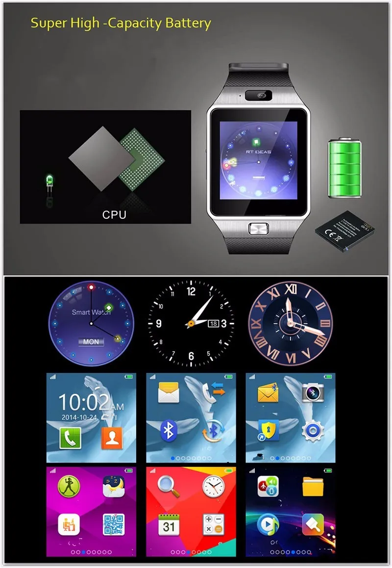 Лучшее качество Bluetooth умные часы DZ09 Android Apple телефонный звонок 2G GSM SIM Поддержка