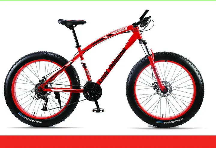 Love Freedom Top quality Bike 7/21/24/27 Speed 26 * 4.0 Fat Bike Shock Absorbers Bicycle Free Delivery Snow Bike