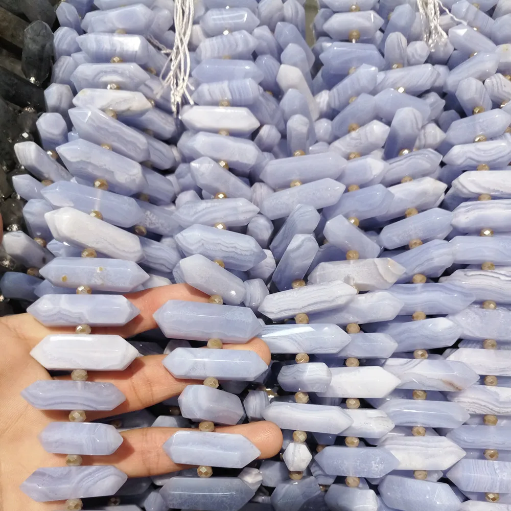 Hole in center Natural Blue Lance Agate Double Point Graduated Stone Loose Beads
Hole in center Natural Blue Lance Agate Double Point Graduated Stone Loose Beads