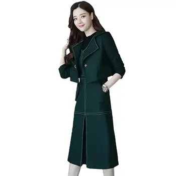 2019 Women Casual Wool Blends Suits Long Sleeve Short Jacket Coat With Sleeveless A-Line Dress Female Solid Two Piece Set J190
2019 Women Casual Wool Blends Suits Long Sleeve Short Jacket Coat With Sleeveless A-Line Dress Female Solid Two Piece Set J190