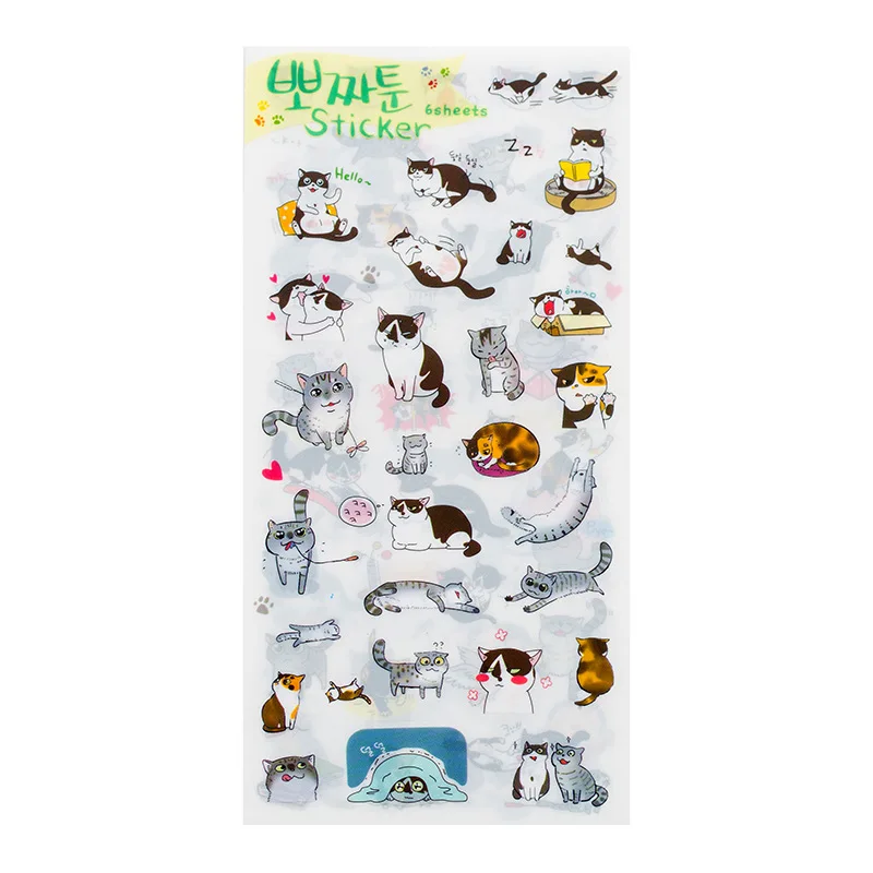 6Sheet Cute Cat Transparent PVC Stationery Sticker for DIY Albums Diary Scrapbooking Decoration Stickers Student Supplies
6Sheet Cute Cat Transparent PVC Stationery Sticker for DIY Albums Diary Scrapbooking Decoration Stickers Student Supplies