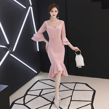 Sexy Ladies Slim Mermaid Dress Pink Lace Hollow Out Novelty Cheongsam Women V-Neck Beading Qipao Annual Meeting Noble Vestidos
Sexy Ladies Slim Mermaid Dress Pink Lace Hollow Out Novelty Cheongsam Women V-Neck Beading Qipao Annual Meeting Noble Vestidos