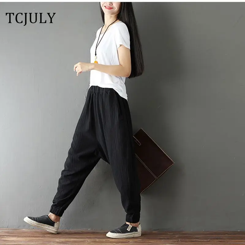 TCJULY Summer Fashion Plus Size Cotton Linen Pants Women Wide Leg Trousers Striped Harem Pants Ladies Baggy Pants Palazzo Capris
TCJULY Summer Fashion Plus Size Cotton Linen Pants Women Wide Leg Trousers Striped Harem Pants Ladies Baggy Pants Palazzo Capris