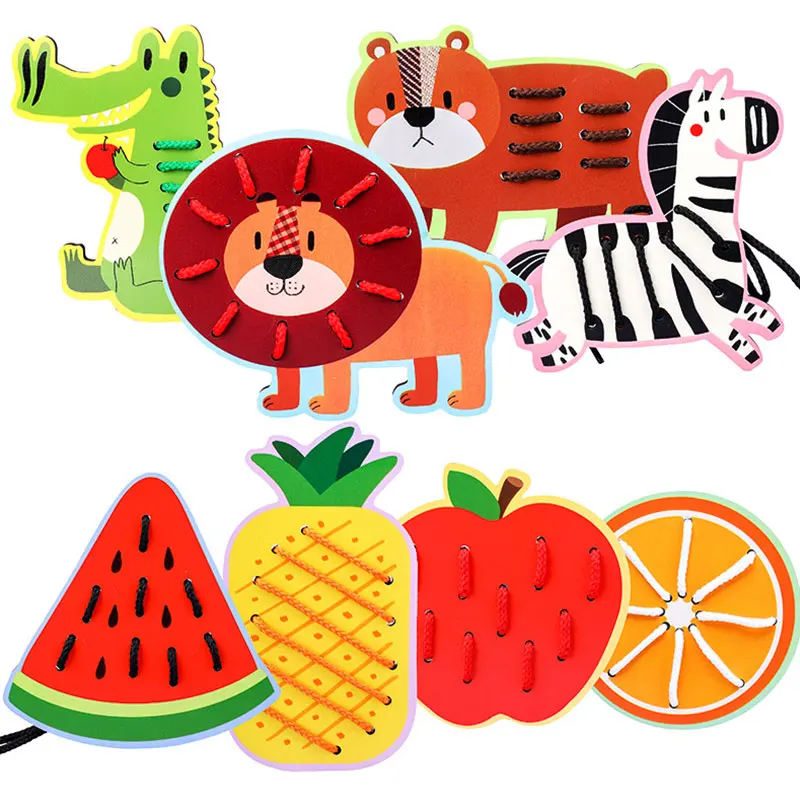 4Pcs/lot Cartoon Cute Fruit Animal Threading Wooden Board Baby Puzzle Wooden Board Toy Baby Desktop Early Education Toy Game
4Pcs/lot Cartoon Cute Fruit Animal Threading Wooden Board Baby Puzzle Wooden Board Toy Baby Desktop Early Education Toy Game