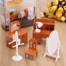 Por Vintage Desk Accessories New Vintage Miniature Bedroom Furniture Set Dresser Desk Mirror Toys For Kids Christmas Gift Dollhouse Accessories