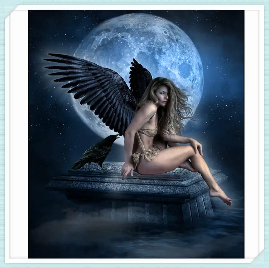 Moonlight El Angel Caido Diy 5d Bordado De Diamantes Mosaico