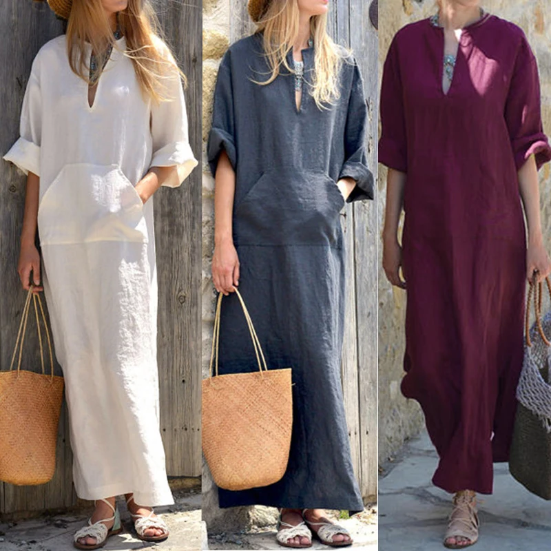 Celmia Autumn Women Vintage Linen Dress 2019 Summer Sexy V Neck Long Sleeve Split Casual Loose Long Maxi Vestidos Robe Plus Size
Celmia Autumn Women Vintage Linen Dress 2019 Summer Sexy V Neck Long Sleeve Split Casual Loose Long Maxi Vestidos Robe Plus Size