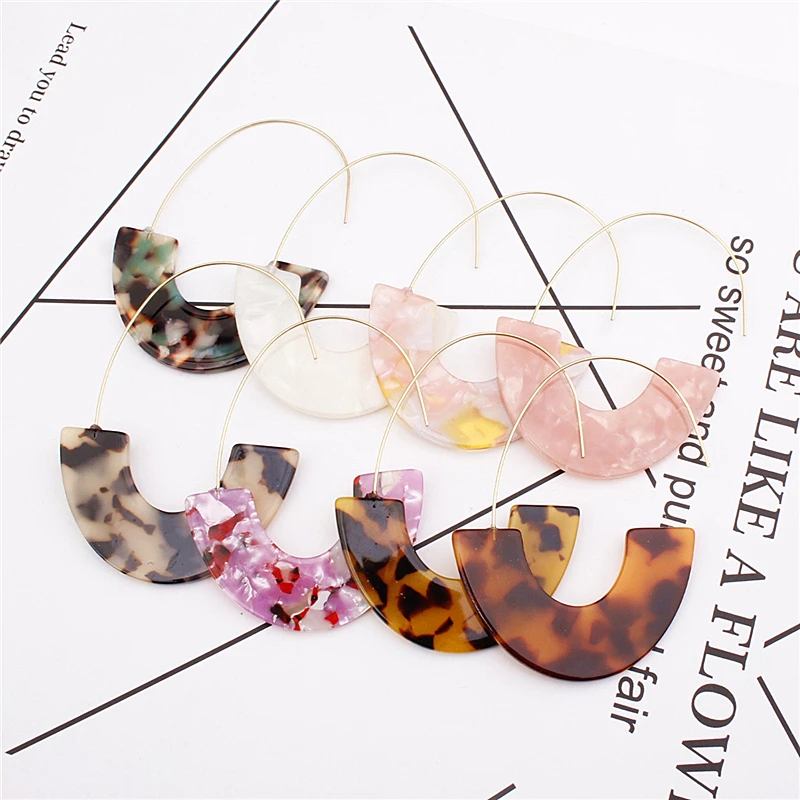 New Design Fashion Leopard Grain Multi-Color Big Hook Acrylic Earrings Special Design Semicircle Resin Drop Earring ZA Brincos
New Design Fashion Leopard Grain Multi-Color Big Hook Acrylic Earrings Special Design Semicircle Resin Drop Earring ZA Brincos